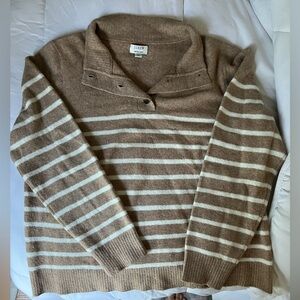J Crew extra soft yarn mock neck striped sweater size XL